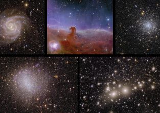 Ein Blick in das ferne Universum: Das farbige Bild oben zeigt den Pferdekopfnebel